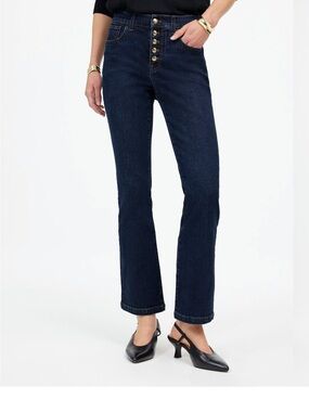 Madewell Mid-Rise Kick Out Jeans Gold Buttons Fly Deep Indigo